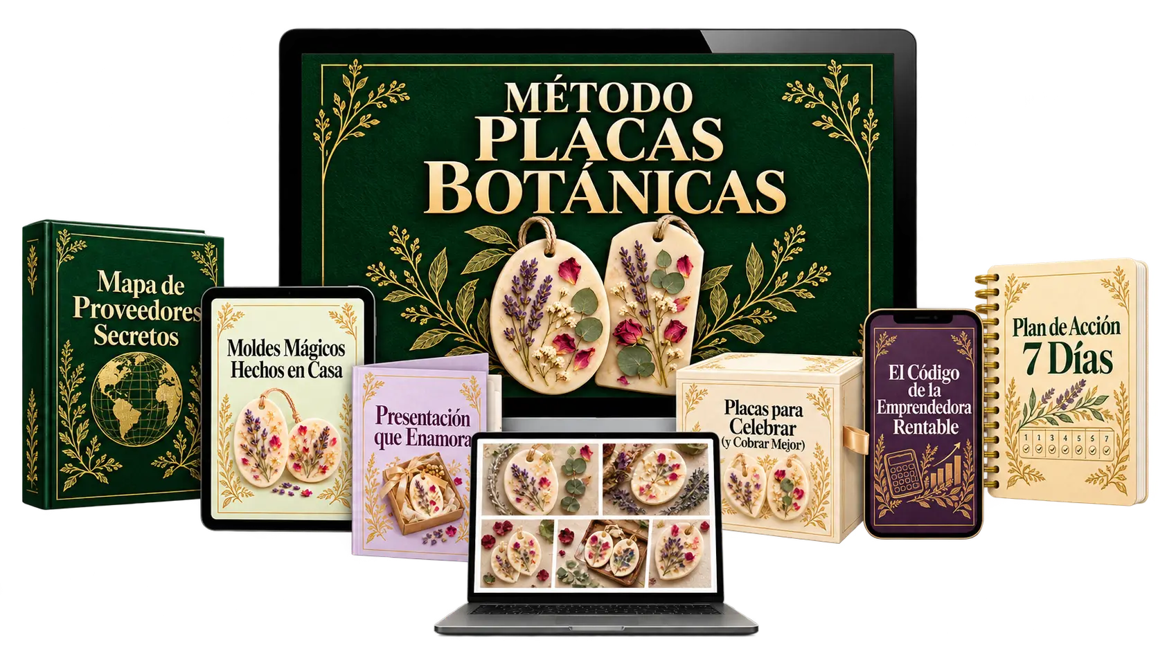 Método Placas Botánicas Aromáticas: placas botánicas con lavanda, eucalipto y flores secas